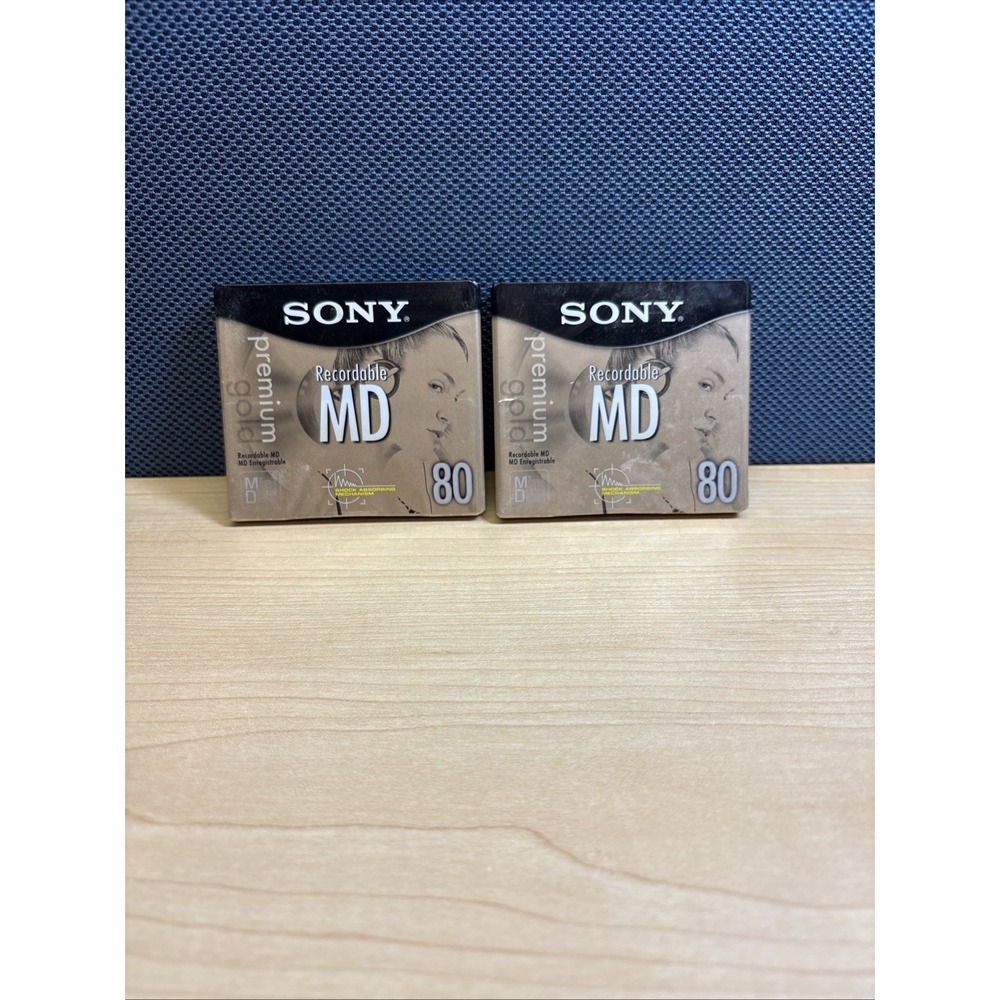 Lot Of 2, SONY Hi-MD Premium Gold Recordable 80 Minutes Mini Discs 2 (NEW)